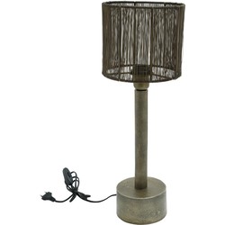 PTMD Jizzy Bronze iron table lamp round wired shade