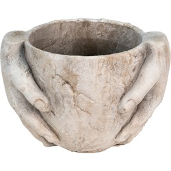 Clayre & Eef Bloempot  25x18x17 cm Grijs Steen Handen Bloempot binnen