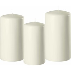 3x stuks ivoor witte stompkaarsen 10-12-15 cm - Stompkaarsen
