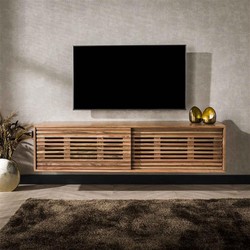 Hoyz Collection - TV-meubel 150cm Zwevend 2 Deuren Slide - Massief Acacia Naturel