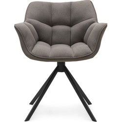 Riviera Maison Carnaby Dining Armchair Turning Leg, belgium weave, dark taupe