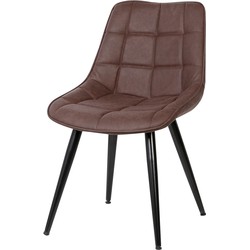 Gestoffeerde stoelen Ravani (2-delige set) - kunstleer/staal - Donkerbruin, Morteens