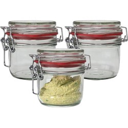 Weckpot/inmaakpot - 3x - glas - 125 ml - beugelsluiting - transparant - Weckpotten