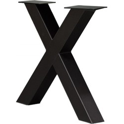 Industrieel onderstel X-poot | zwart metaal | 10 x 10 cm (2 stuks)