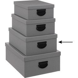 5Five Opbergdoos/box - donkergrijs - 35x26x14 cm - Stevig karton - Opbergbox