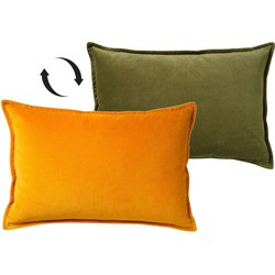 Dutch Decor FAY - Kussenhoes 40x60 cm - velvet met 2 kleuren - Golden Glow + Chive - geel en groen - Dutch Decor