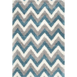 Safavieh Shaggy Indoor Woven Area Rug, Kids Shag Collection, SGK568, in Ivory & Blue, 91 X 152 cm