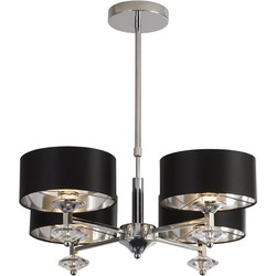 Moderne Hanglamp - Bussandri Exclusive - Metaal - Modern - E14 - L: 66cm - Voor Binnen - Woonkamer - Eetkamer - Chrome/black+silver/clear