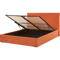 VION - Bed met opbergruimte - Oranje - 160 x 200 cm - Fluweel