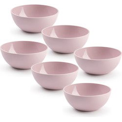 Plasticforte kommetjes/schaaltjes - 6x - kunststof - 12x5 cm - roze - Kommetjes