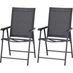Set van 2 Campingstoelen - Klapstoel met armleuningen visstoel - zwart