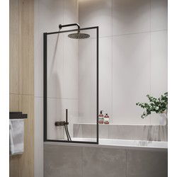 Badplaats Badwand Fes 80 x 140 cm - Zwart - Badscherm Draaibaar 5 mm dik - Veiligheidsglas en Antikalk