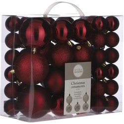 Kerstboomversiering pakket met 92x donkerrode plastic kerstballen - Kerstbal