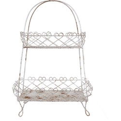 Clayre & Eef Etagère 2 laags 47x24x66 cm Wit Bruin IJzer