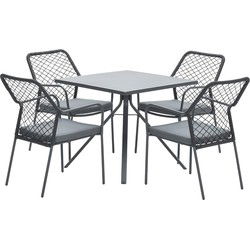 4-persoons tuinset - 4 Dido stoelen zwart - Rimini tafel