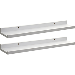 MISOU Wandplank - Zwevend - Fotoplank - Boekenplank - 2 Stuks - Wit - 58x10x4cm - MDF - Wanddecoratie