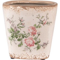 Clayre & Eef Bloempot  13x13x12 cm Roze Beige Keramiek Vierkant Bloemen Bloempot binnen