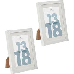 Atmosphera fotolijstje voor een foto van 13 x 18 cm - 2x - wit - foto frame Manu - modern/strak ontwerp - Fotolijsten
