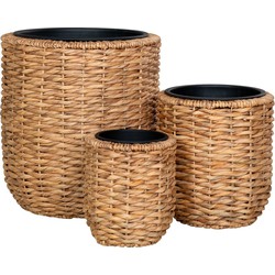 Hanoi Planter - Plantenbak, waterhyacint, rond, naturel, set van 3