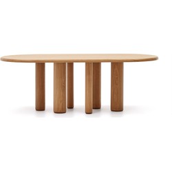 Kave Home - Ovale Mailen-tafel in essenfineer met donkere afwerking Ø 220 x 105cm