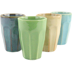 OTIX Cappuccino Mokken - Koffiekopjes - Koffietassen - Latte Macchiato Glazen - 330 ml - Hittebestendig - Set van 4 - Porselein - Zonder Oor - Multicolor - Cappuccino glazen - Cappuccino kopjes - FERN