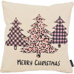 Sierkussen Merry Christmas - Pink #4 | 45 x 45 cm | Katoen/Linnen