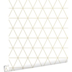 ESTAhome behang grafische driehoeken wit en goud - 0,53 x 10,05 m - 139147