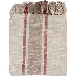 Clayre & Eef Plaid  125x150 cm Beige Bruin Katoen Strepen Deken