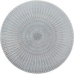Zeller Placemat - 8x - rond - zilverkleurig - met gaatjes - 41 cm - Placemats