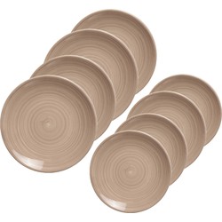 Bordenset 4x stuks ontbijtbord en 4x stuks dinerbord Turbolino beige/bruin - Diepe borden