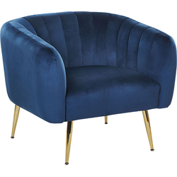 Beliani LACONIA - Fauteuil-Blauw-Fluweel