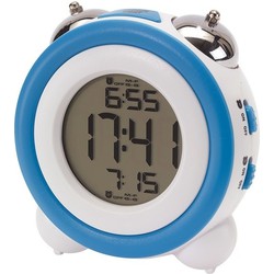 Digitale retro wekker met licht en snoozefunctie wit/blauw 10 cm - Wekkers