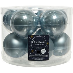 20x stuks glazen kerstballen lichtblauw 6 cm mat/glans - Kerstbal