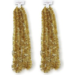 2x Kerst lametta guirlandes goud 270 cm kerstboom versiering/decoratie - Kerstslingers