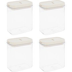 Krumble Voorraadpot rechthoek - set van 4 - 1300 ML - Plastic  - Beige