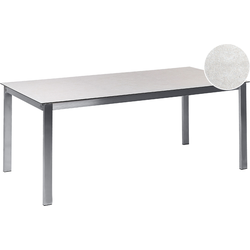 Beliani COSOLETO - Tuintafel-Wit-Veiligheidsglas, RVS