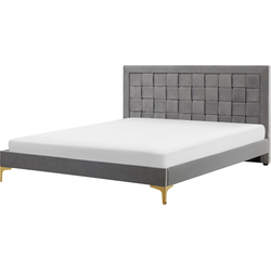 LIMOUX  - Tweepersoonsbed - Grijs - 180 x 200 cm - Fluweel