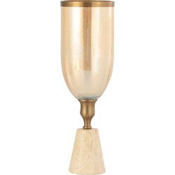 PTMD Windlicht Tadh - 13x13x40 cm - Glas - Messing
