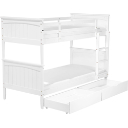 ALBON - Stapelbed met opbergruimte - Wit - 90 x 200 cm - Dennenhout