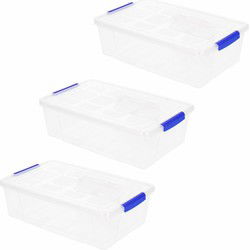 Plasticforte Opbergbox met deksel - 3x - 2L - transparant - kunststof - Opbergbox