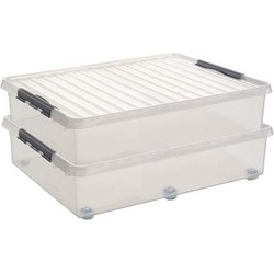 Sunware Opslagboxen met deksel - 2x stuks - 60 L - 80 x 50 x 20 cm - Opbergbox
