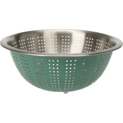 Excellent Houseware RVS keuken vergiet/zeef - afgieten etenswaren - groen - 27 x 12.5 cm - Vergieten