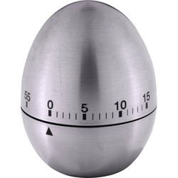 Kookwekker/eierwekker in ei vorm - zilver - RVS - 8 cm - Kookwekkers