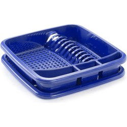 Plastic Forte Afdruiprek - met lekbak - donker blauw - 39 x 39 cm - Afdruiprekken