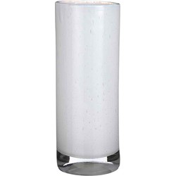 Mica Decorations Vaas Estelle rond cilinder recycled glas wit - H 31  x Ø 11.5 cm - Bloemenvaas - bloempotit