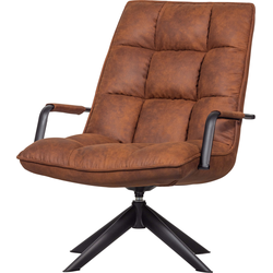 WOOOD Jouke Draaifauteuil - Kunstleer - Cognac - 96x70x85