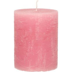 Stompkaars/cilinderkaars - oud roze - 7 x 9 cm - middel rustiek model - Stompkaarsen