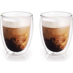 8x Koffieglazen/theeglazen dubbelwandig glas 300 ml - Koffie- en theeglazen