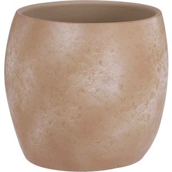 Mica Decorations Bloempot Lester rond mat creme ivoor stone handgemaakt - 26 x Ø 28 cm