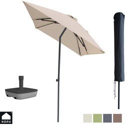 Kopu® Leon Parasol Rechthoek 150x250 cm - met Hoes en Voet - Creme
